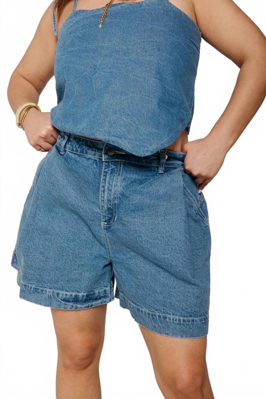 NEW SIXXTA high-rise classic denim short in blue